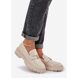 Malované dámské mokasíny s kolíky Beige Bear béžový 1