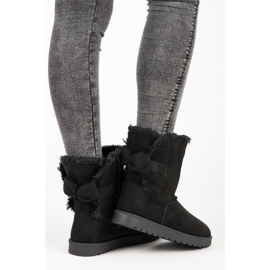 Semišové mukluki s mašlí černý 1