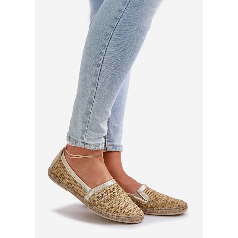 Elegantní kůže Espadrilles se Zazoo 10178 Beige a Gold cop béžový 1