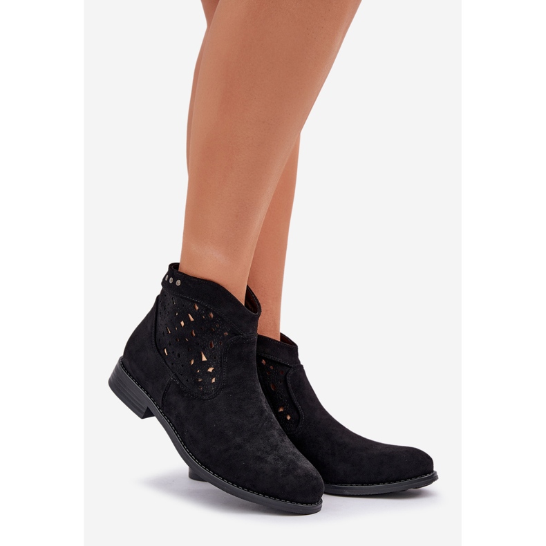 Dámské boty žen s plochým podpatkem S.Barski Hy51-113 Black černá 1 Dámské boty žen s plochým podpatkem S.Barski Hy51-113 Black černá 1