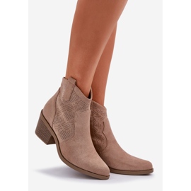 S.Barski Kovbojské boty pro ekologický semišový zip béžový 1 S.Barski Kovbojské boty pro ekologický semišový zip béžový 1