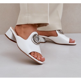 Jezzi Elegantní ženské nízké -Heels s bílou dekorací bílý 2