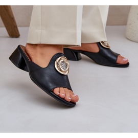 Jezzi Elegantní ženské nízké -Heels s černou dekorací černý 2