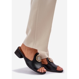 Jezzi Elegantní ženské nízké -Heels s černou dekorací černý 1