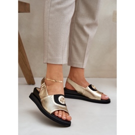 Jezzi Dámské sandály pro zlaté klíny s ozdobou zlatý 2