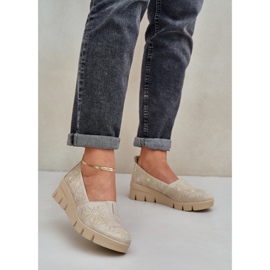 Jezzi Dámská bota s vzorem zlatého klínu zlatý 2 Jezzi Dámská bota s vzorem zlatého klínu zlatý 2