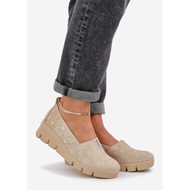 Jezzi Dámská bota s vzorem zlatého klínu zlatý 1 Jezzi Dámská bota s vzorem zlatého klínu zlatý 1