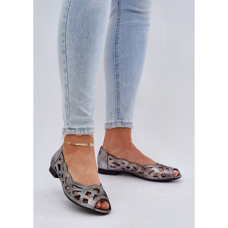 Jezzi Stříbrné baleríny s holými prsty stříbrný 2