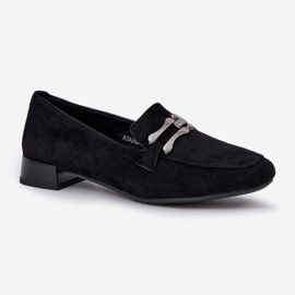 Mokasíny s ozdobou na jemné paty Eco Suede Black černá 4