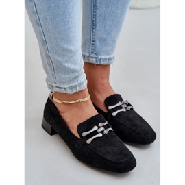 Mokasíny s ozdobou na jemné paty Eco Suede Black černá 5