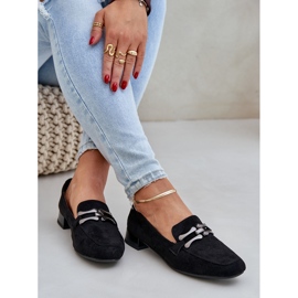 Mokasíny s ozdobou na jemné paty Eco Suede Black černá 6