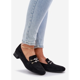 Mokasíny s ozdobou na jemné paty Eco Suede Black černý 1
