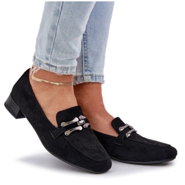 Mokasíny s ozdobou na jemné paty Eco Suede Black černá 7