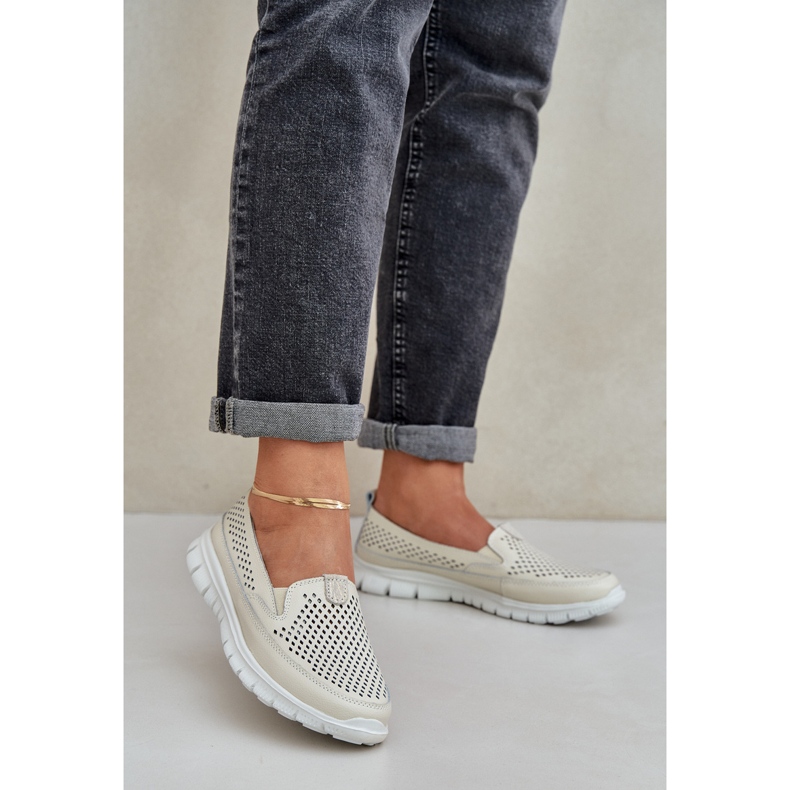 Light Leght Openwork dámské mokasíny na platformě Beige béžový 2