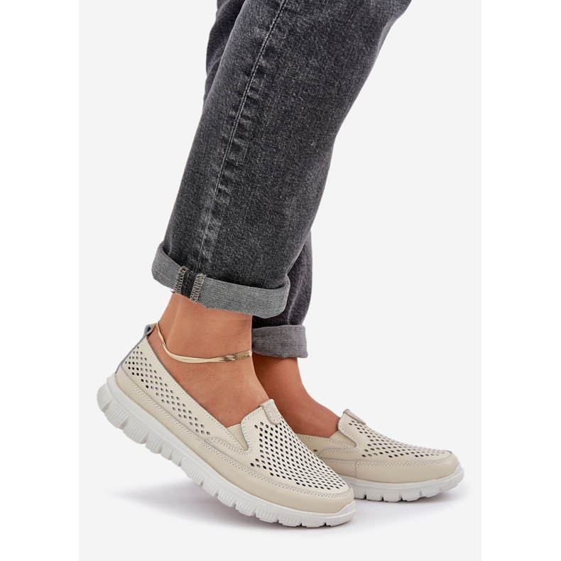 Light Leght Openwork dámské mokasíny na platformě Beige béžový 1
