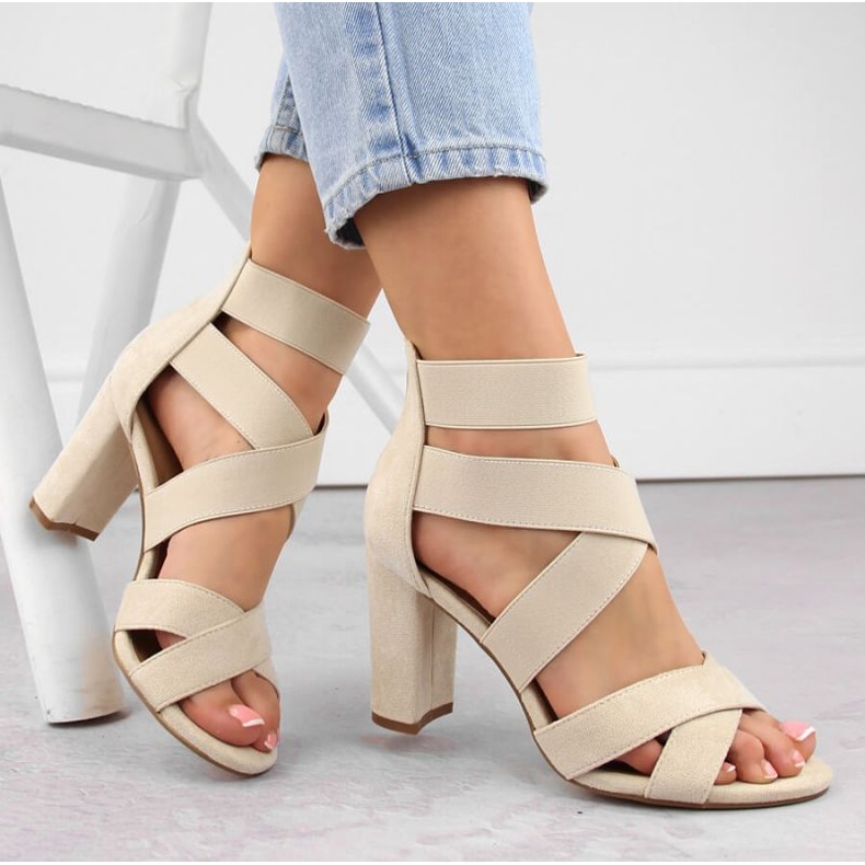 EVento W EVE443B sandály na podpatku, béžové 1