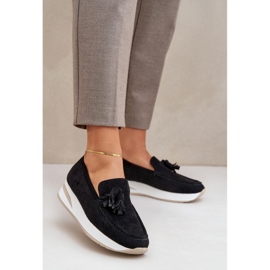 Mokasíny na jemném ekologickém klínu černý 2