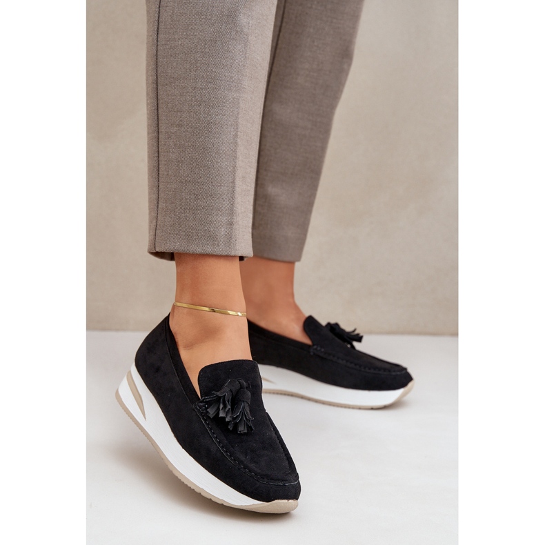 Mokasíny na jemném ekologickém klínu černá 2