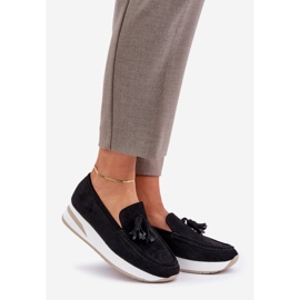 Mokasíny na jemném ekologickém klínu černý 1