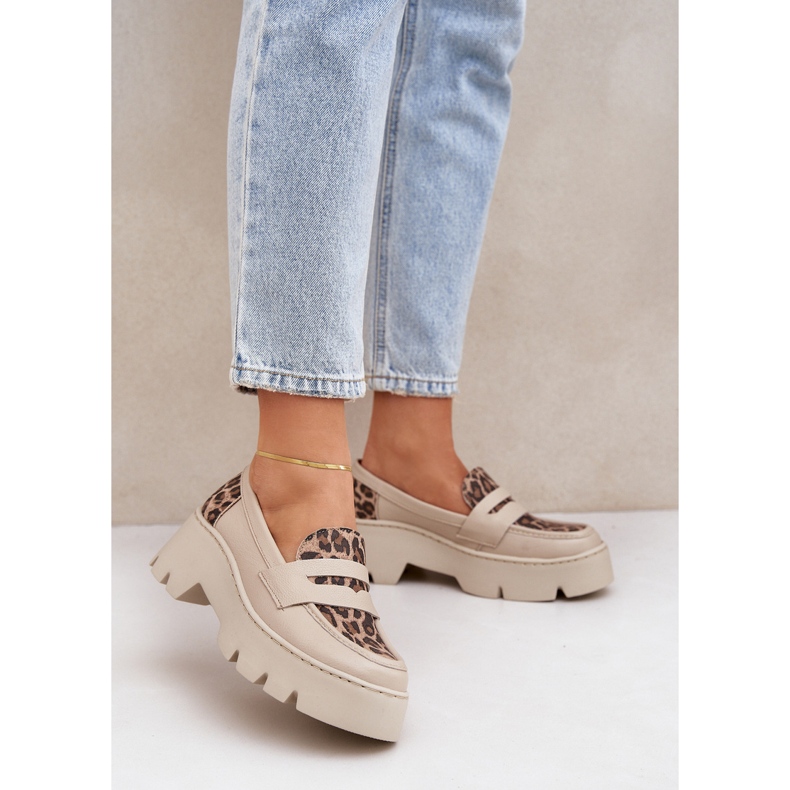 Zazoo Light -heel Dámské kožené mokamaty béžový 2