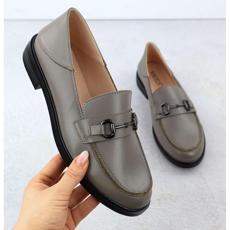 Boty mokasinu s dekorací Vinceza 18107 šedá 1