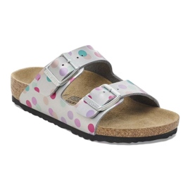 Birkenstock Arizona BS 1029805 FLOPS v polka Dots stříbrný 1