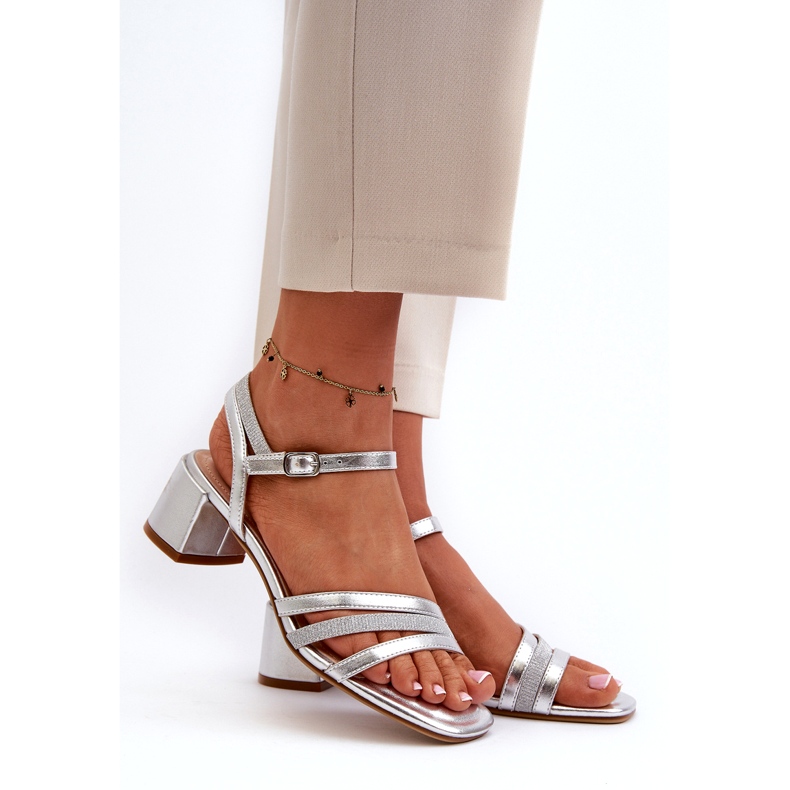 Dámské ekologické sandály Sergio Leone SK046 stříbrný 1
