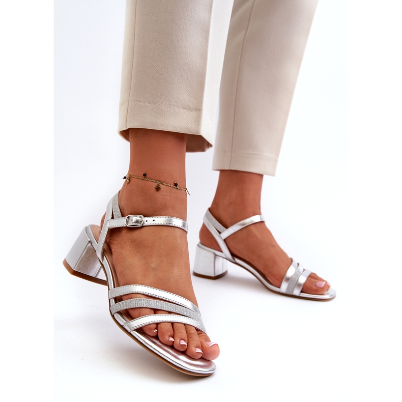 Dámské ekologické sandály Sergio Leone SK046 stříbrný 2