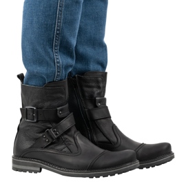 Olivier Kožené pánské holínky Chelsea boots 82KZ černé černý 1