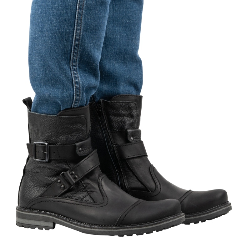 Olivier Kožené pánské holínky Chelsea boots 82KZ černé černý 1