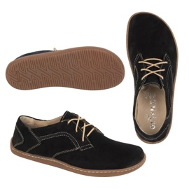 Olivier Minimalistické kožené boty naboso 1082 Black Nubuk černý 1