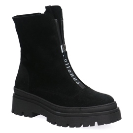 Dámské kožené pracovníky Pollonus Black Velor 5-1601-001 černá 1