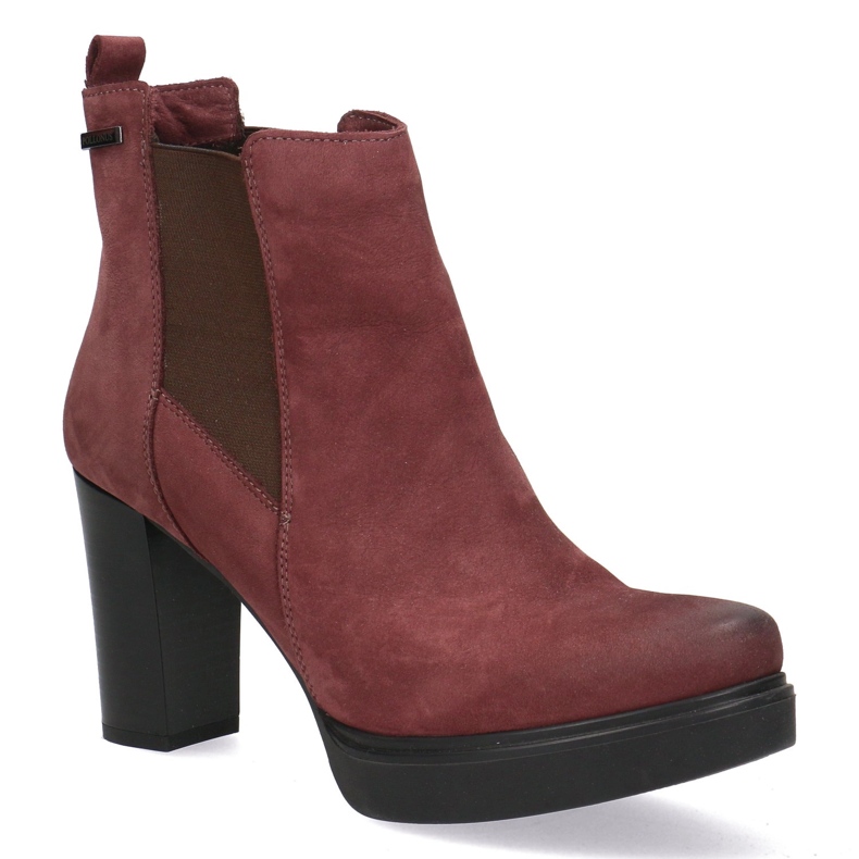 Polbut Dámská kožená vysoká podpatky Pollonus Burgundsko 5-0871-011 červené 1