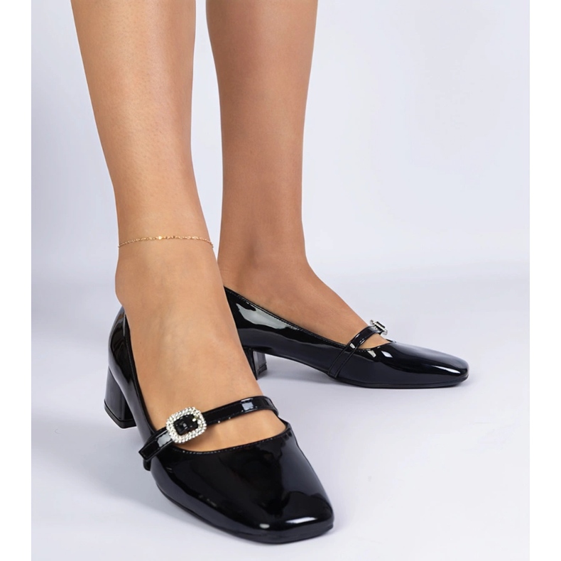 Černá elegantní čerpadla zdobená zirkony černý 1