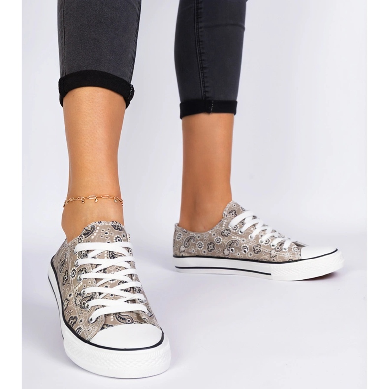 Hnědé ženské materiálové tenisky ve stylu aztéků hnědý 1