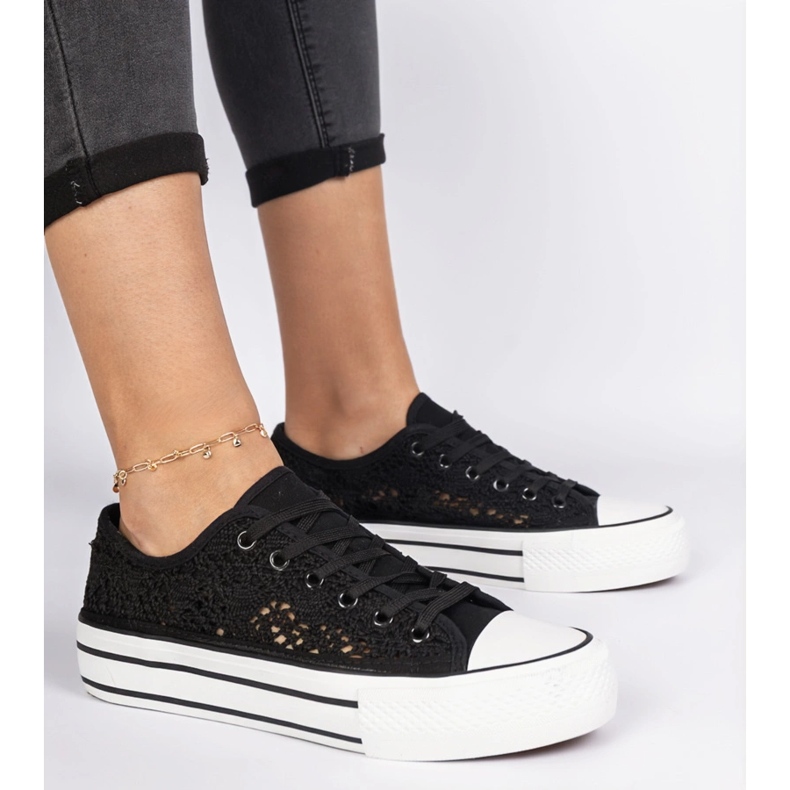 Black Openwork Dámské tenisky černá 1