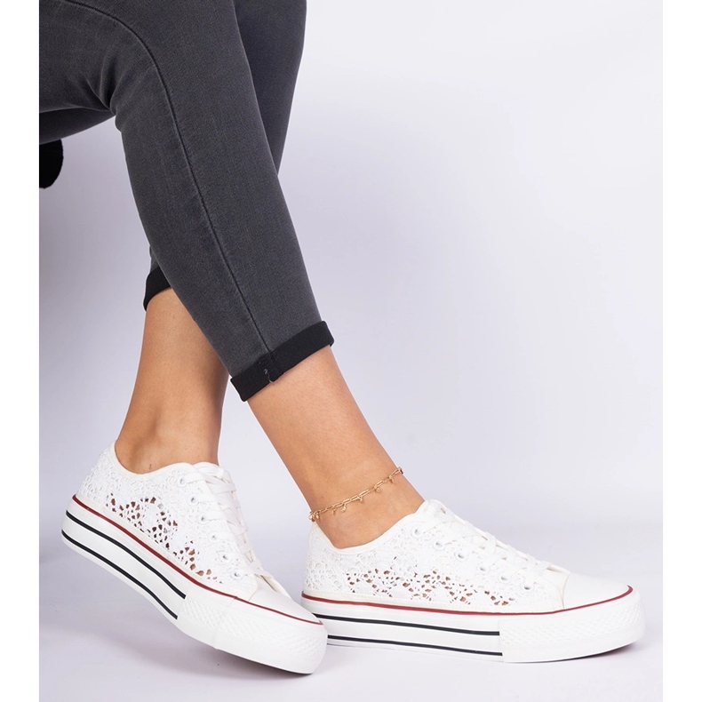 White Openwork Dámské tenisky bílý 1
