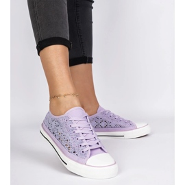 Violet Openwork Dámské tenisky fialový 4