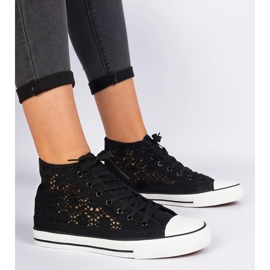 Black Openwork Dámské tenisky černý 1