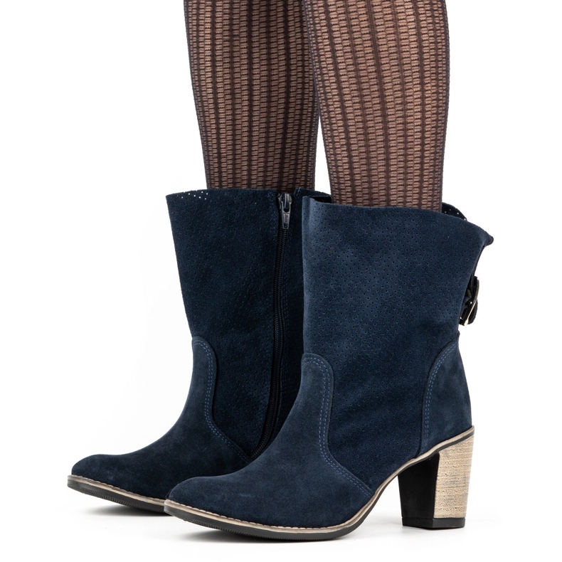 Olivier Prolamované kožené kotníkové boty Sophia, tmavě modrá modrý 1