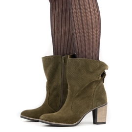 Olivier Prolamované kožené boty Sophia zelené zelená 1