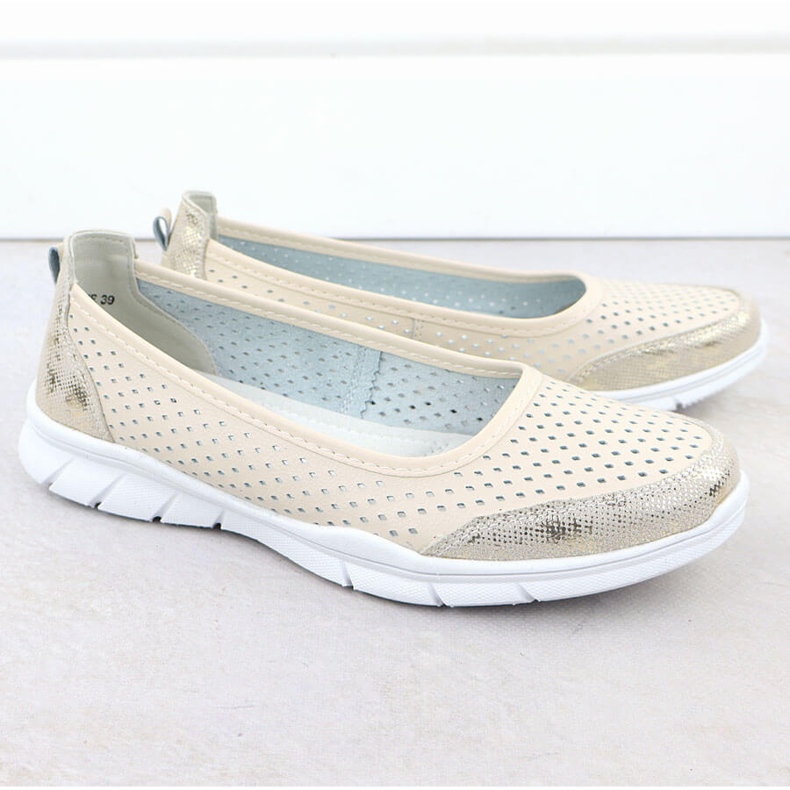 Kožené baleríny Openwork Comfort Beige Vinceza 95323 béžový 2 Kožené baleríny Openwork Comfort Beige Vinceza 95323 béžový 2