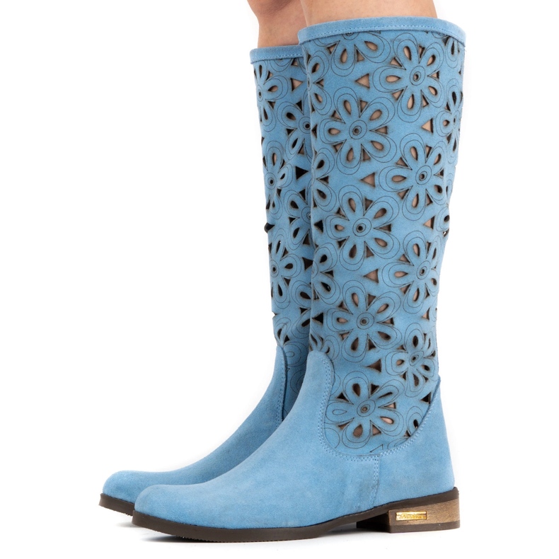 Olivier Dámské modré prolamované boty modrý 2