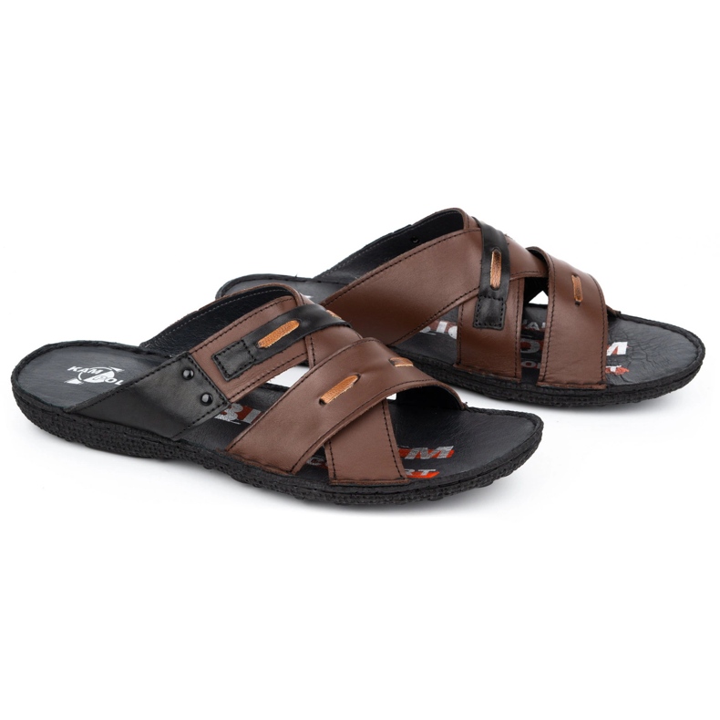 Kampol Pánské kožené pantofle 201/55 hnědý líc 2