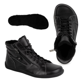 Olivier Dámské minimalistické barefoot zimní kožené boty 1261 černá 2