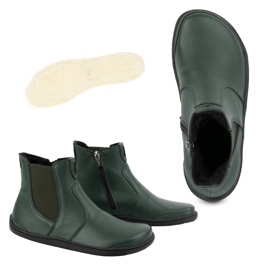 Olivier Dámské barefoot boty Chelsea se zipem, zateplené 1263, zelené zelený 2