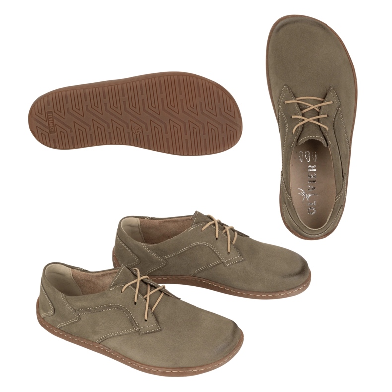 Olivier Naboso ženská minimalistická kožená bota 1082 Olive Nubuk zelená 2