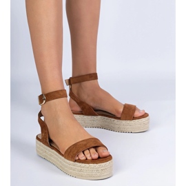Hnědé sandály Espadrilles na platformě hnědý 1