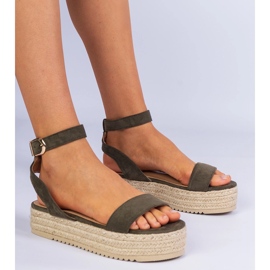 Zelené espadrilní sandály na platformě zelená 1