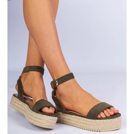 Zelené espadrilní sandály na platformě zelená 2